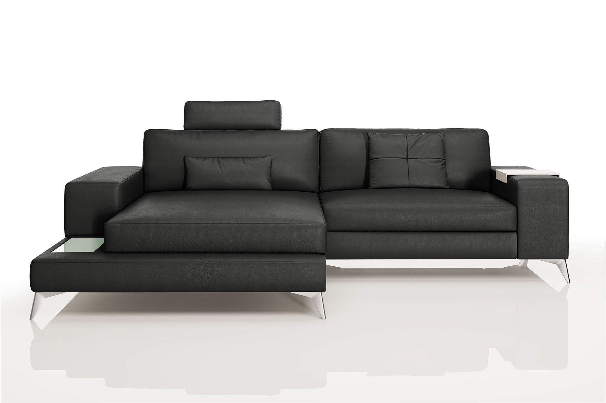 New York IV Leather Chaise Sofa Small