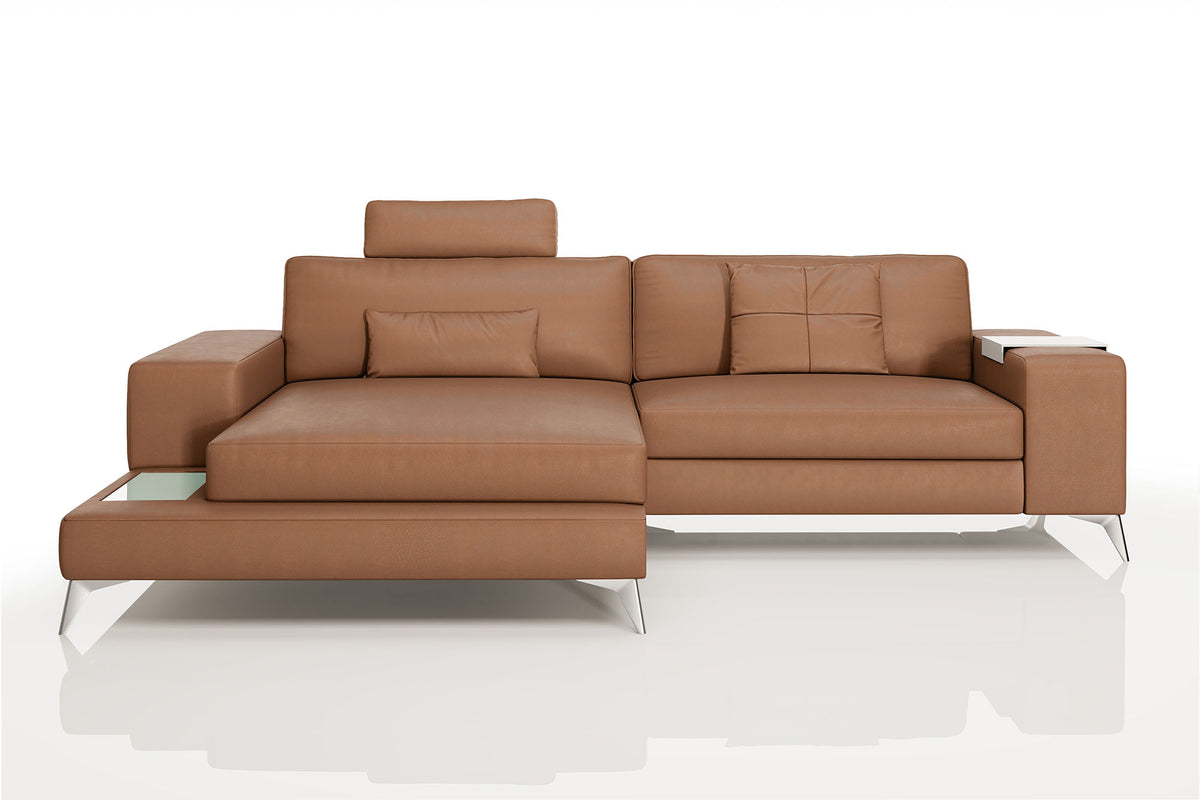 New York IV Leather Chaise Sofa Small