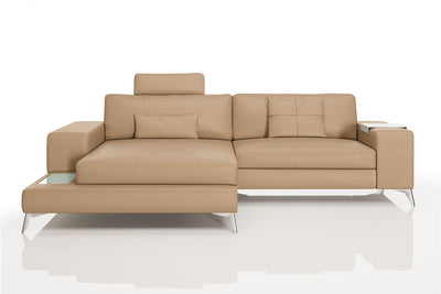 New York IV Leather Chaise Sofa Small