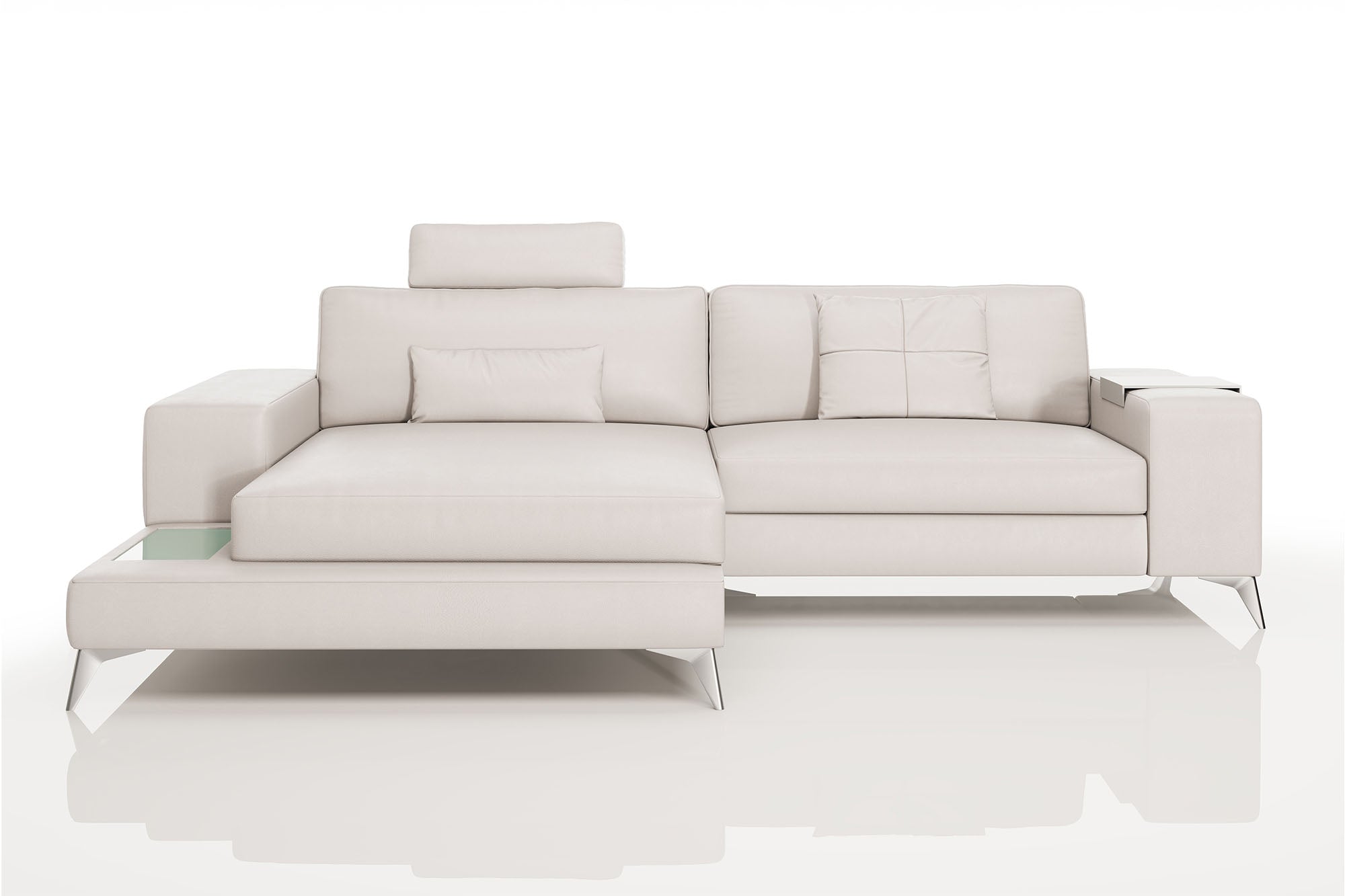 New York IV Leather Chaise Sofa Small