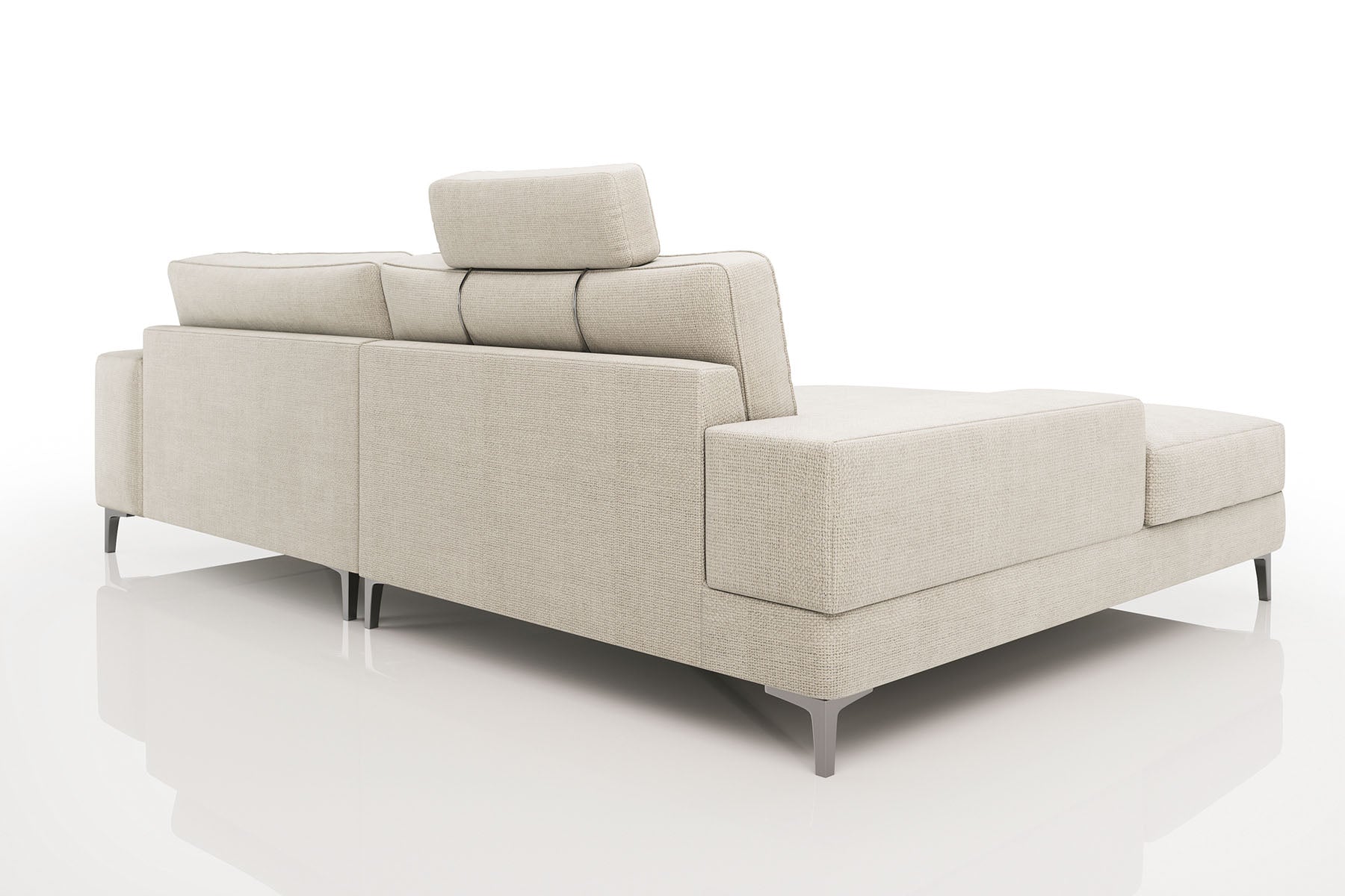 New York IV Modern Fabric Chaise Sofa Small