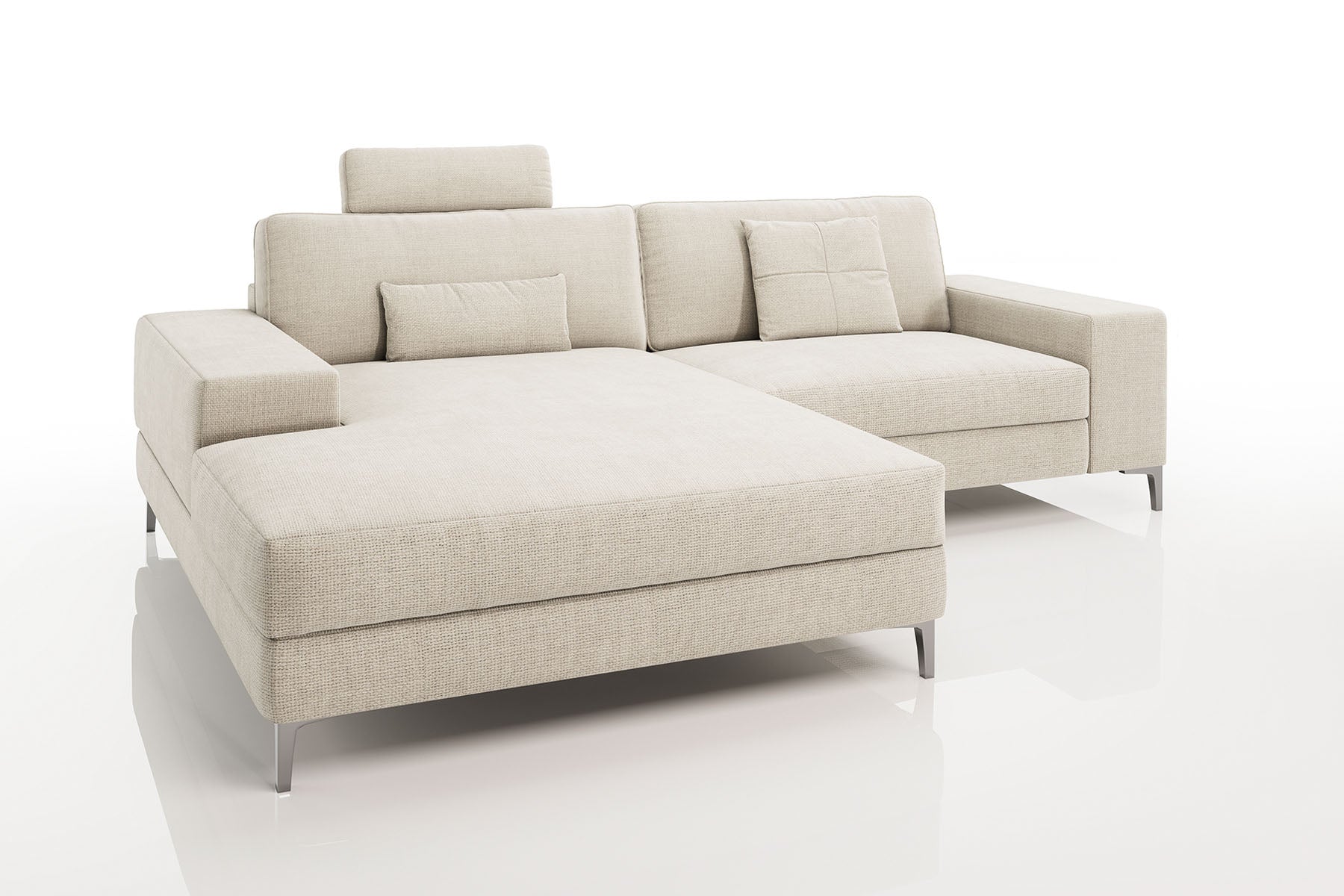 New York IV Modern Fabric Chaise Sofa Small
