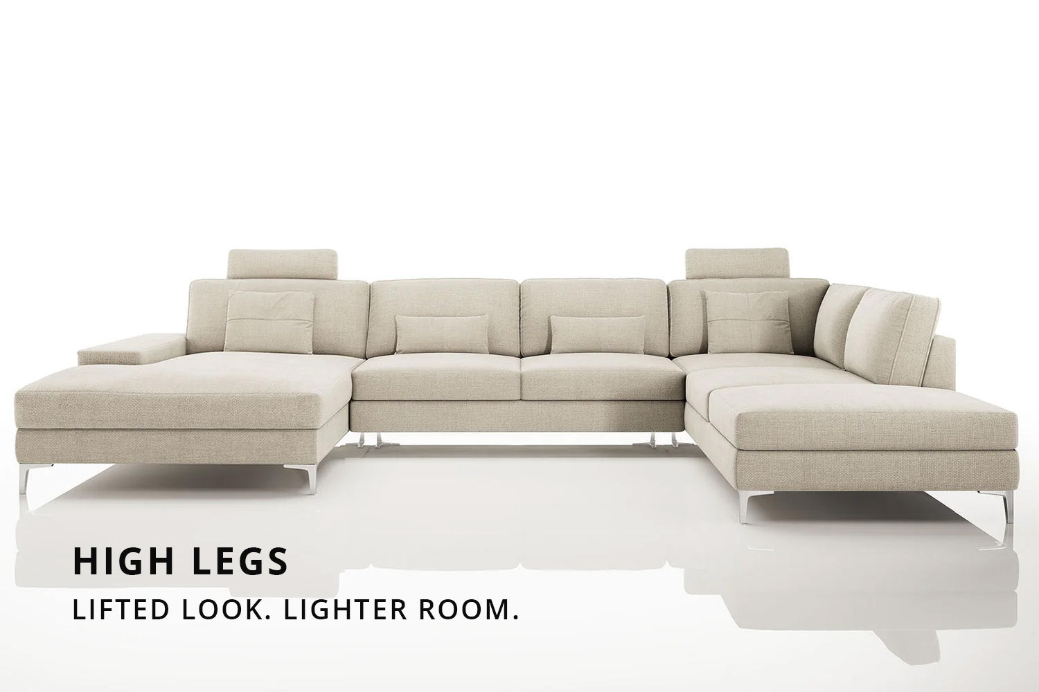 New York Modern Fabric U-Chaise Sectional