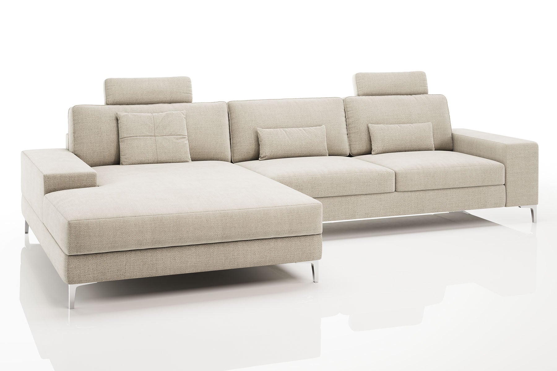 New York III Modern Fabric Chaise Sofa