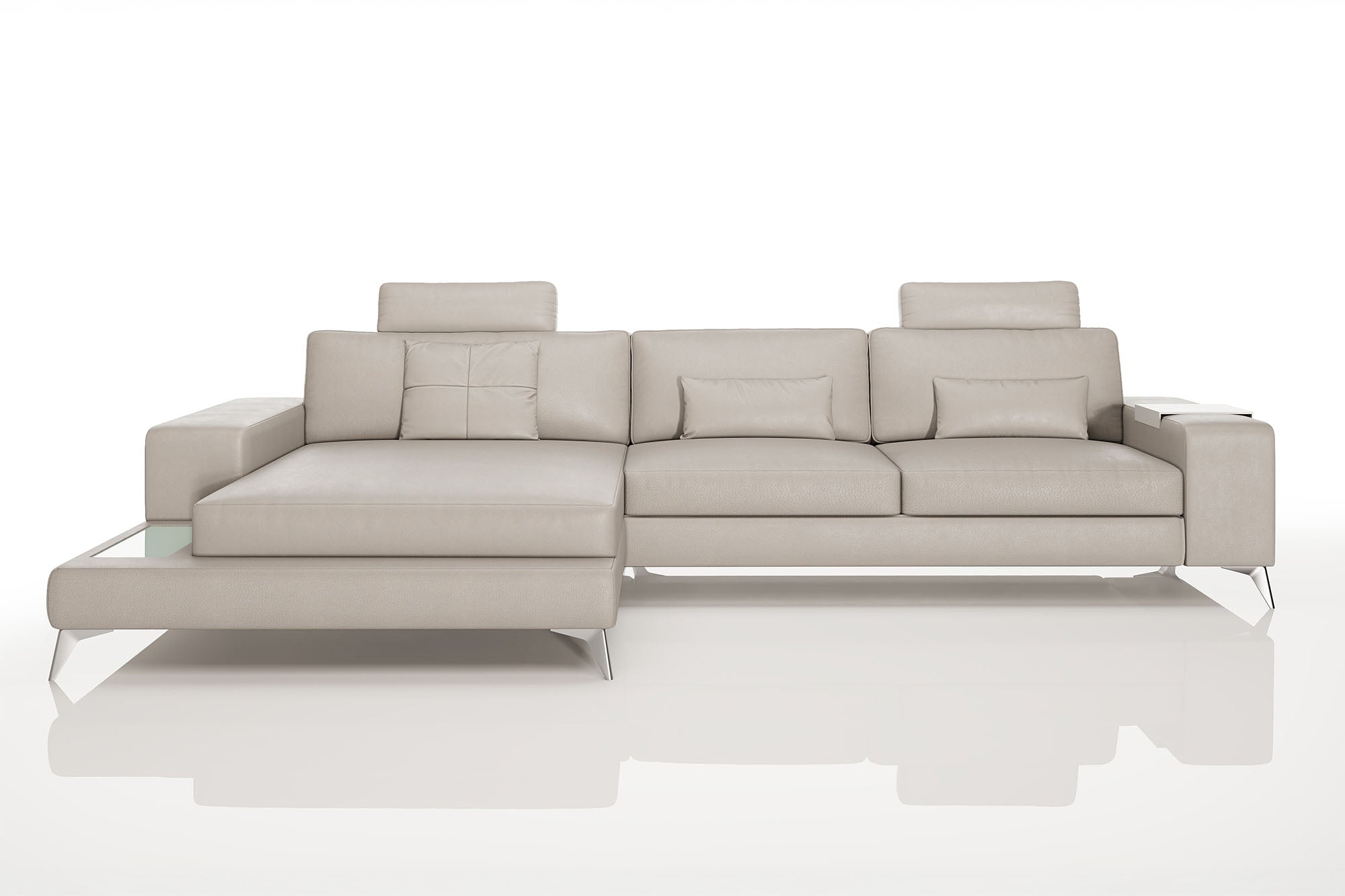 New York III Leather Chaise Sofa