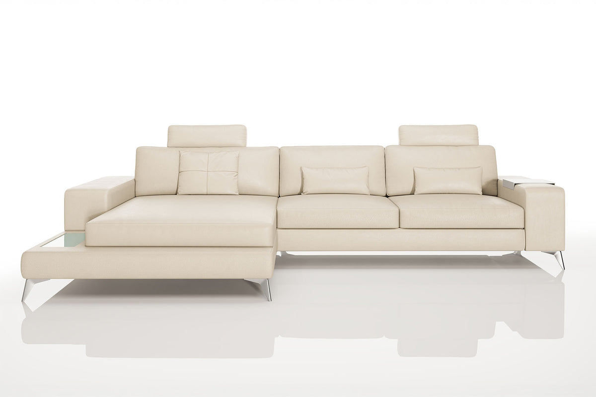 New York III Leather Chaise Sofa