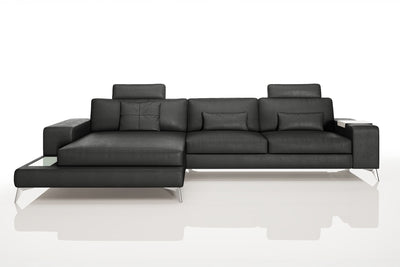 New York III Leather Chaise Sofa