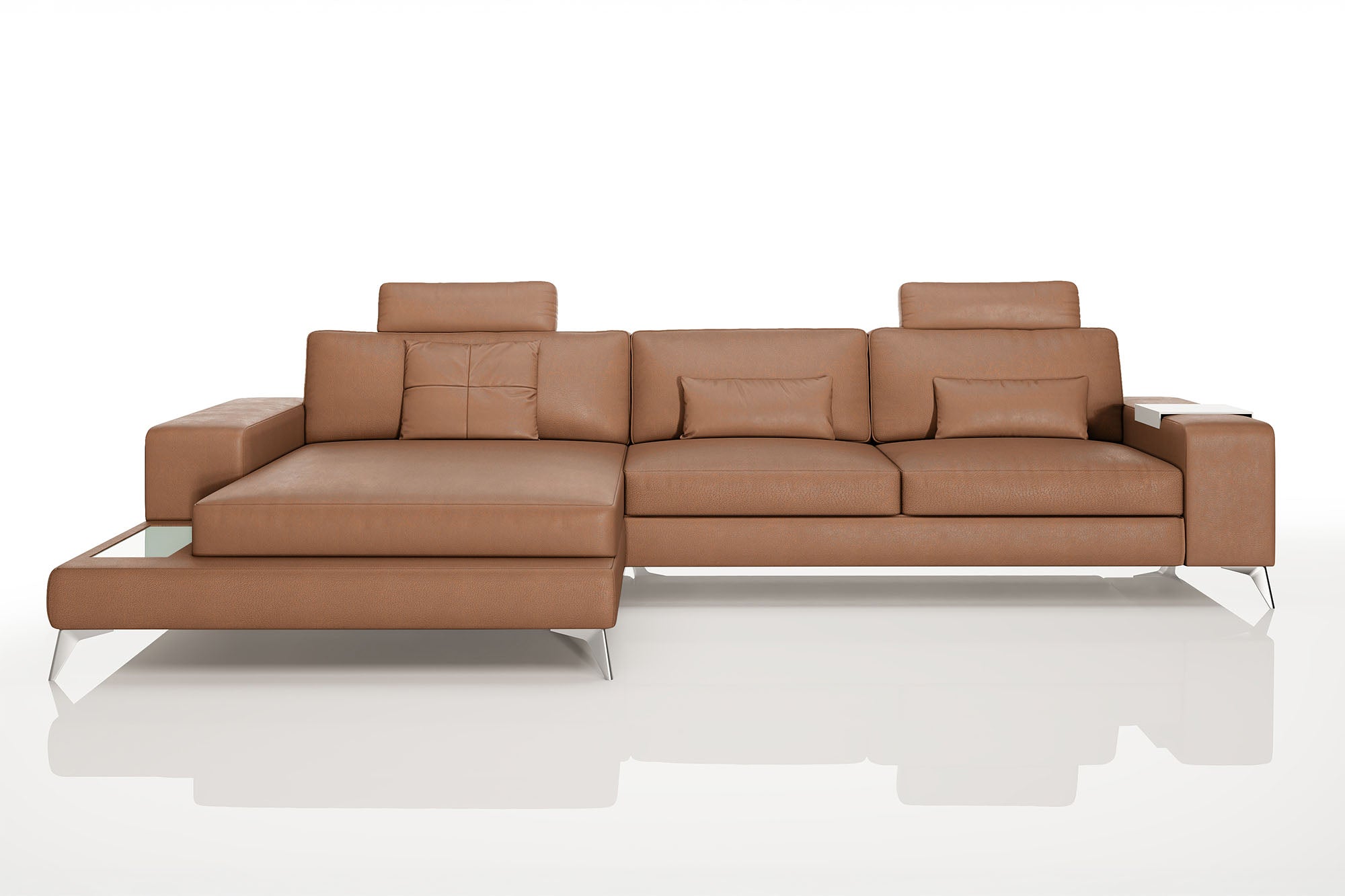New York III Leather Chaise Sofa