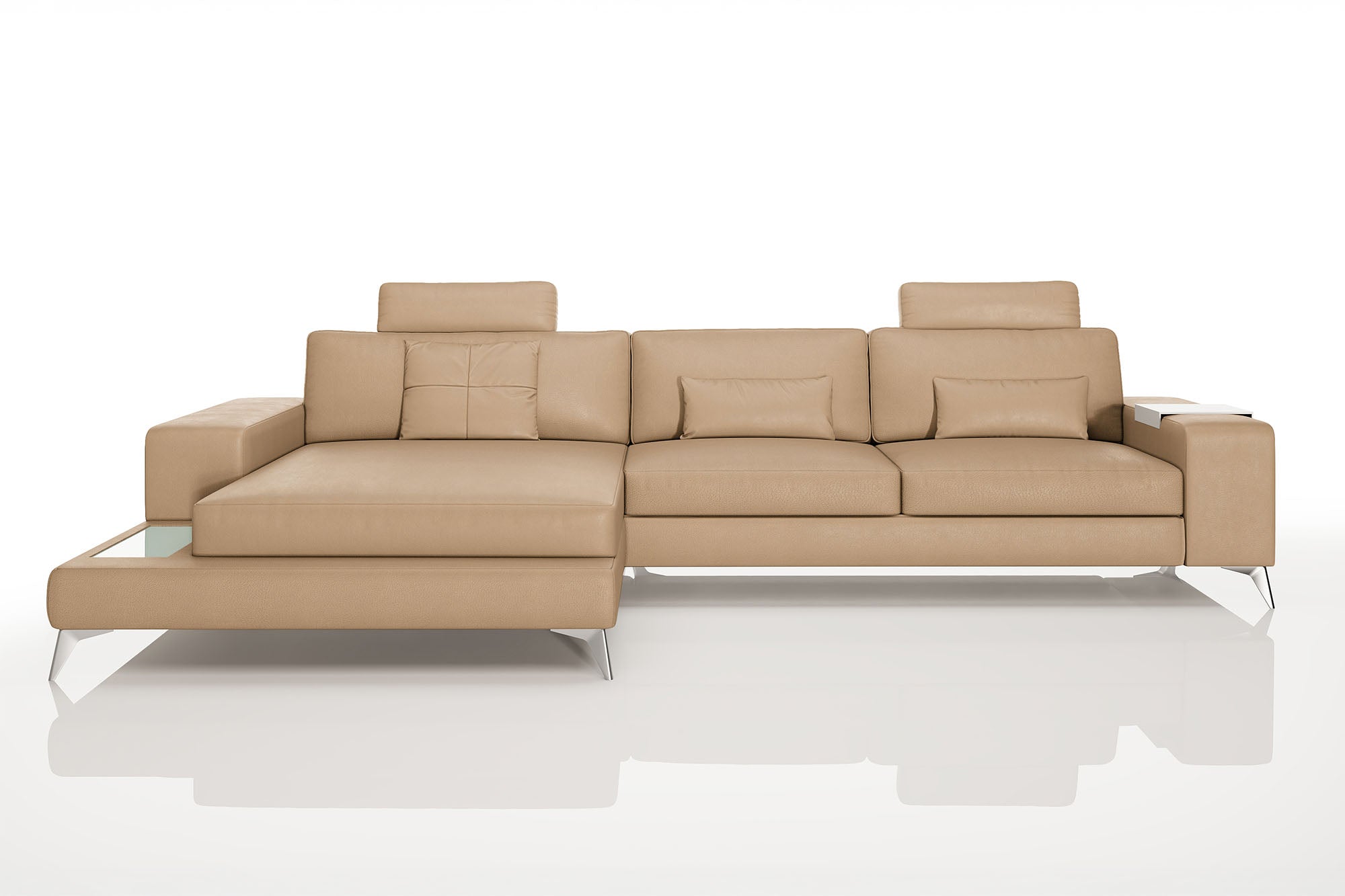 New York III Leather Chaise Sofa