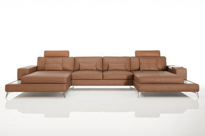 New York Leather Double Chaise Sectional