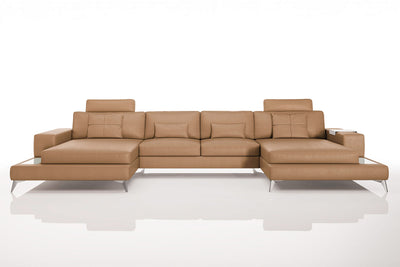 New York Leather Double Chaise Sectional