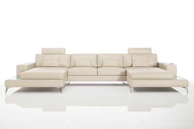 New York Leather Double Chaise Sectional