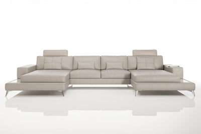 New York Leather Double Chaise Sectional