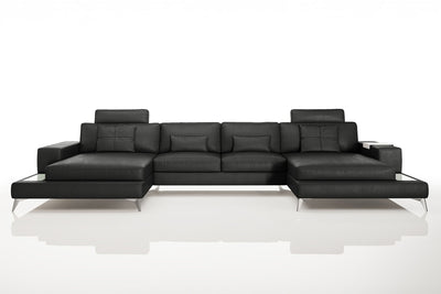 New York Leather Double Chaise Sectional