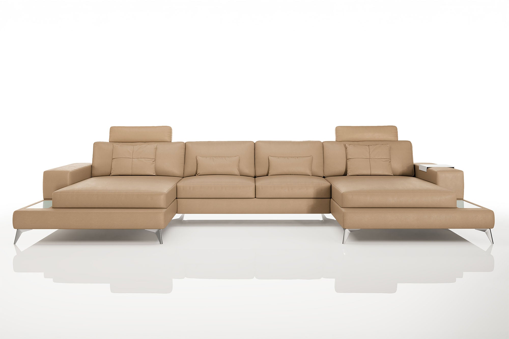 New York Leather Double Chaise Sectional