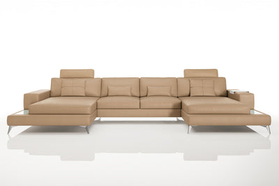 New York Leather Double Chaise Sectional