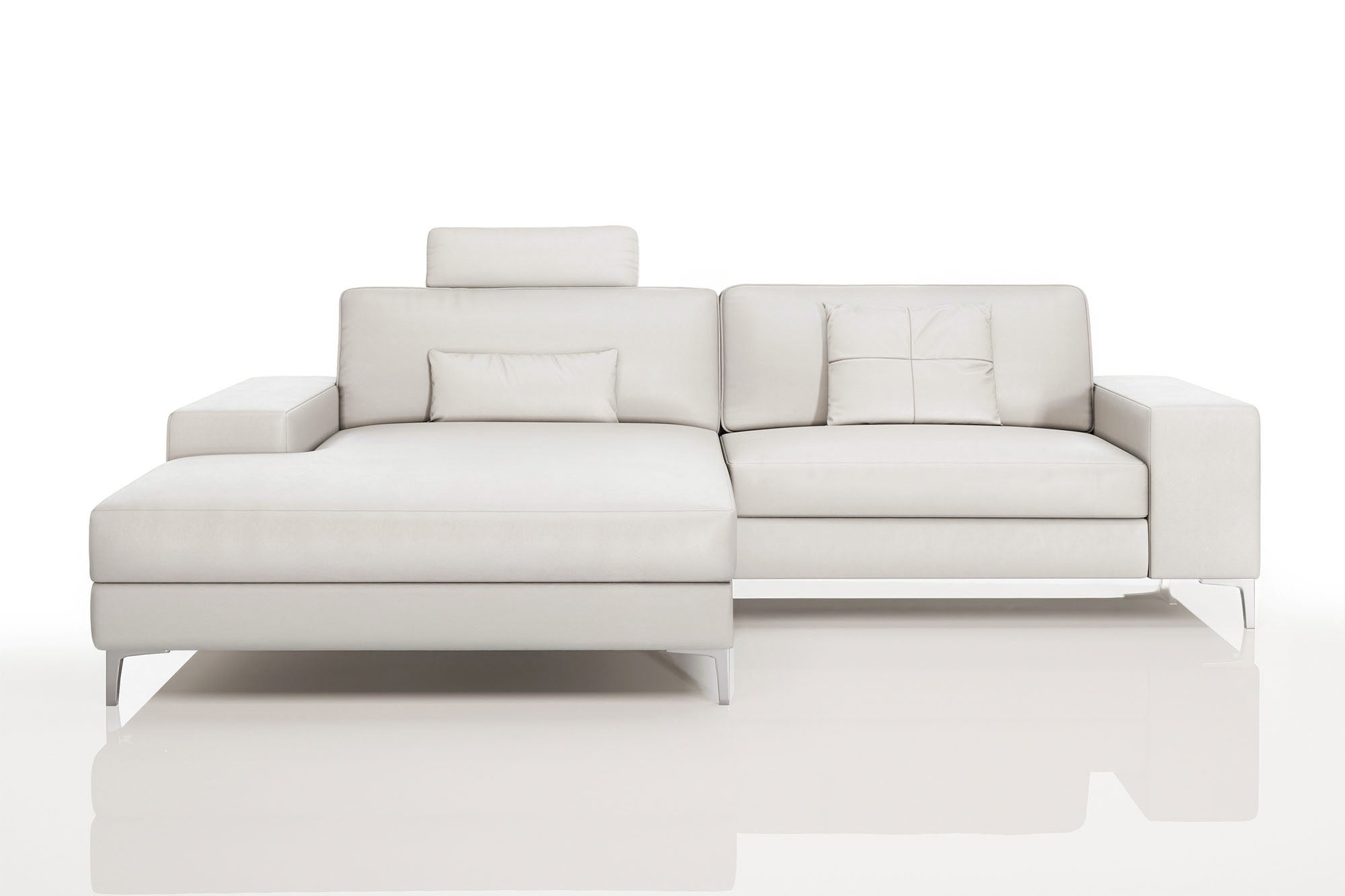 New York IV Modern Leather Chaise Sofa Small