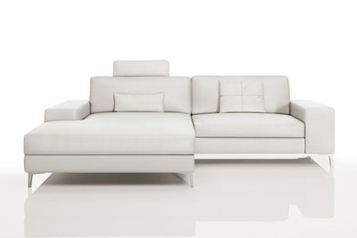 New York IV Modern Leather Chaise Sofa Small