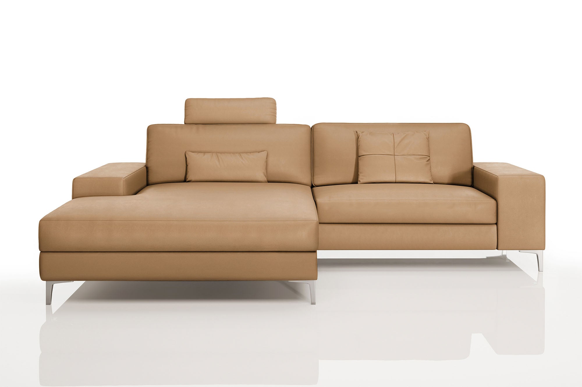 New York IV Modern Leather Chaise Sofa Small