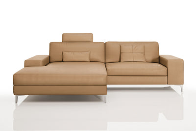 New York IV Modern Leather Chaise Sofa Small