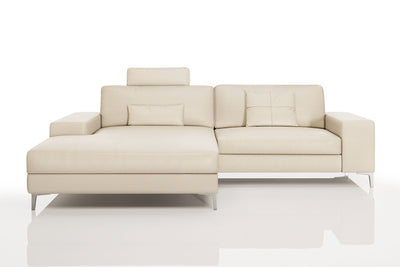 New York IV Modern Leather Chaise Sofa Small