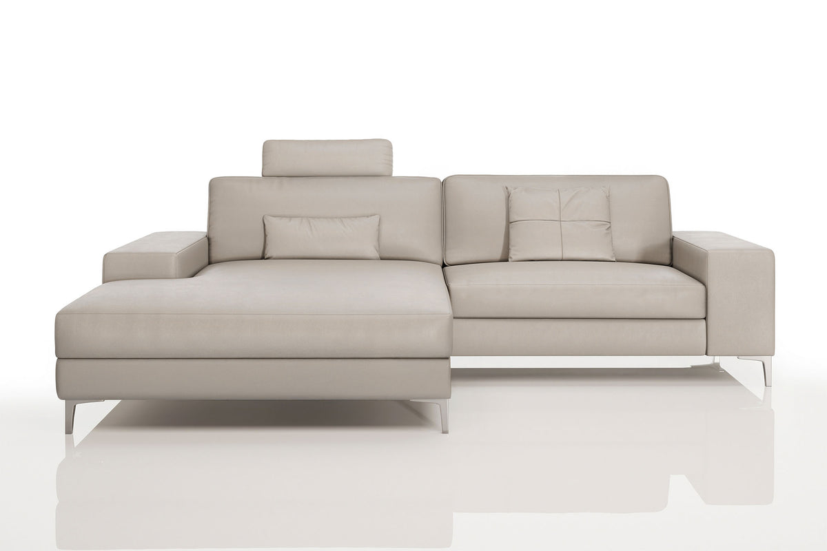 New York IV Modern Leather Chaise Sofa Small