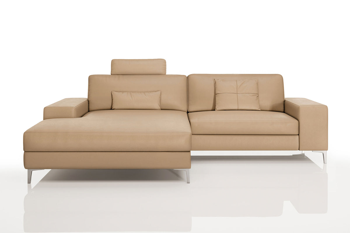 New York IV Modern Leather Chaise Sofa Small