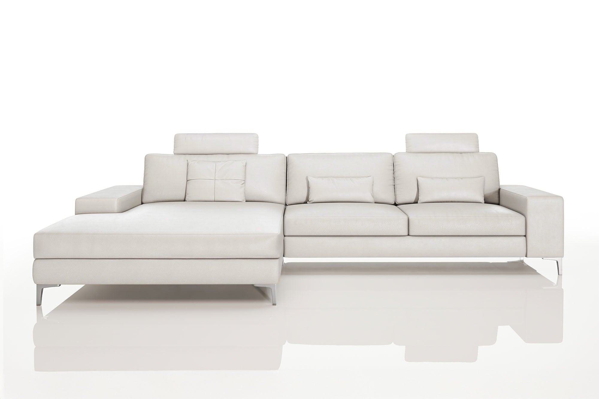 New York III Modern Leather Chaise Sofa