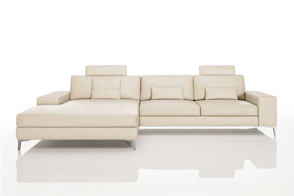 New York III Modern Leather Chaise Sofa