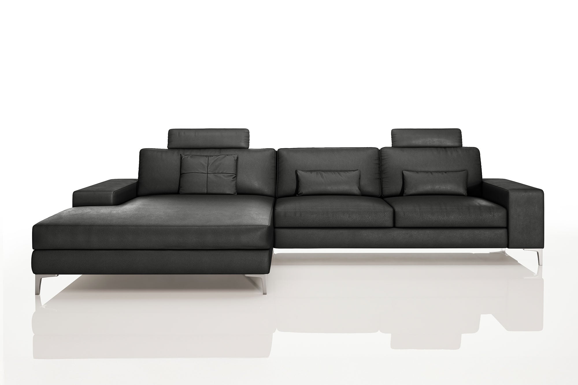 New York III Modern Leather Chaise Sofa