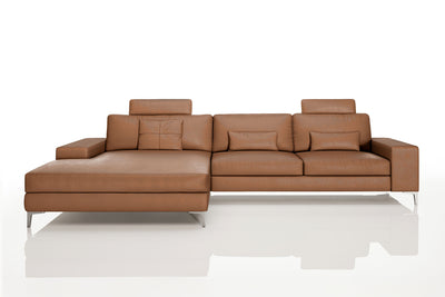 New York III Modern Leather Chaise Sofa
