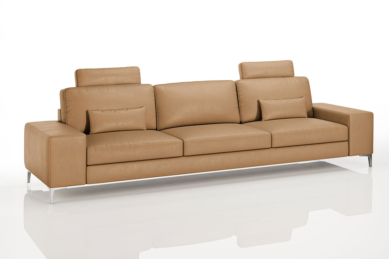 New York Modern Leather 3 Seater Sofa