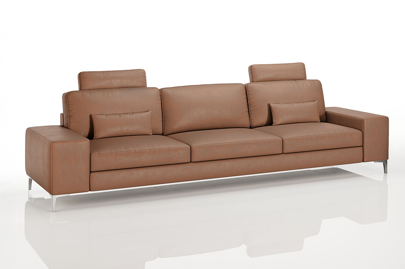 New York Modern Leather 3 Seater Sofa
