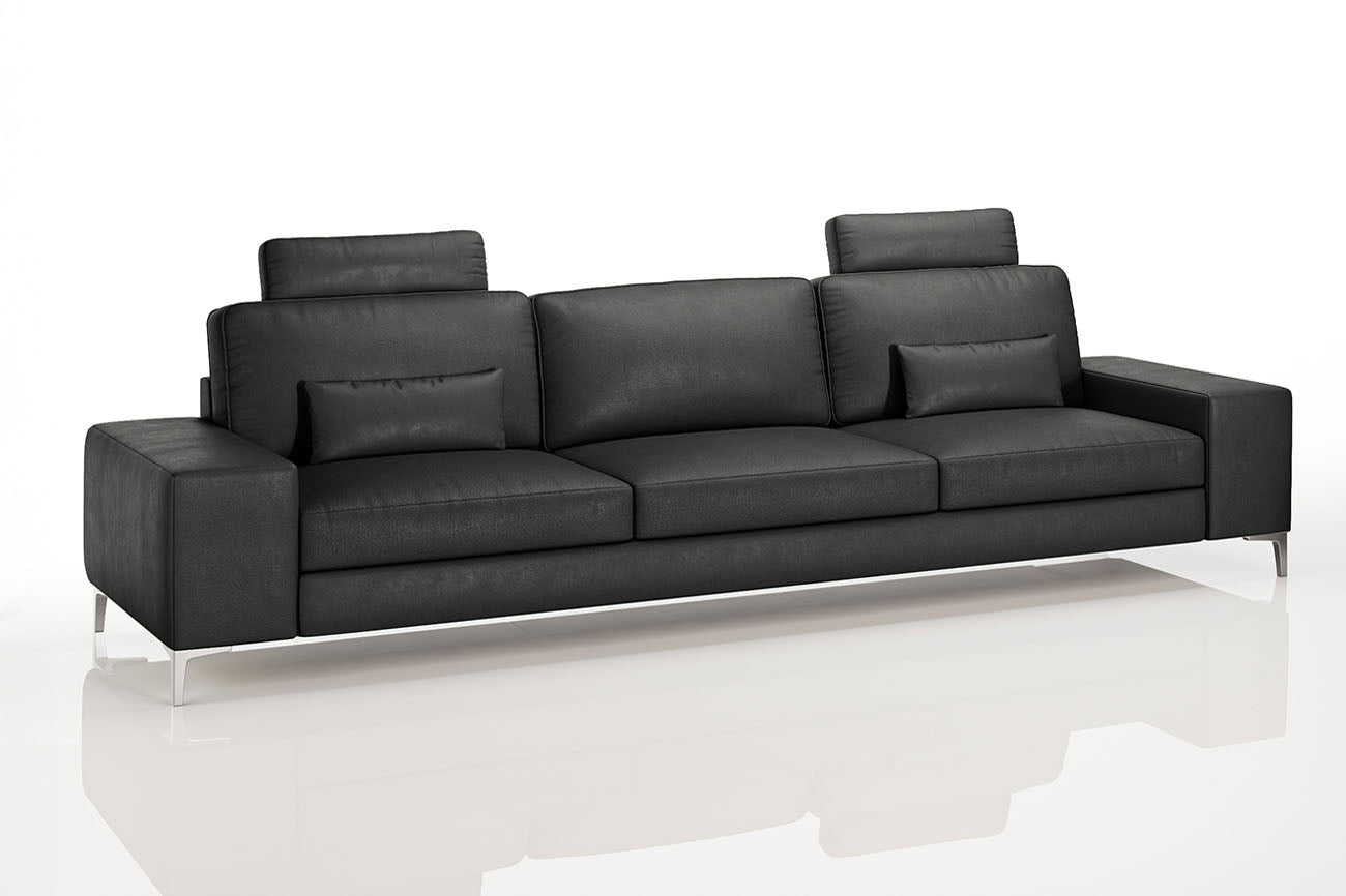 New York Modern Leather 3 Seater Sofa