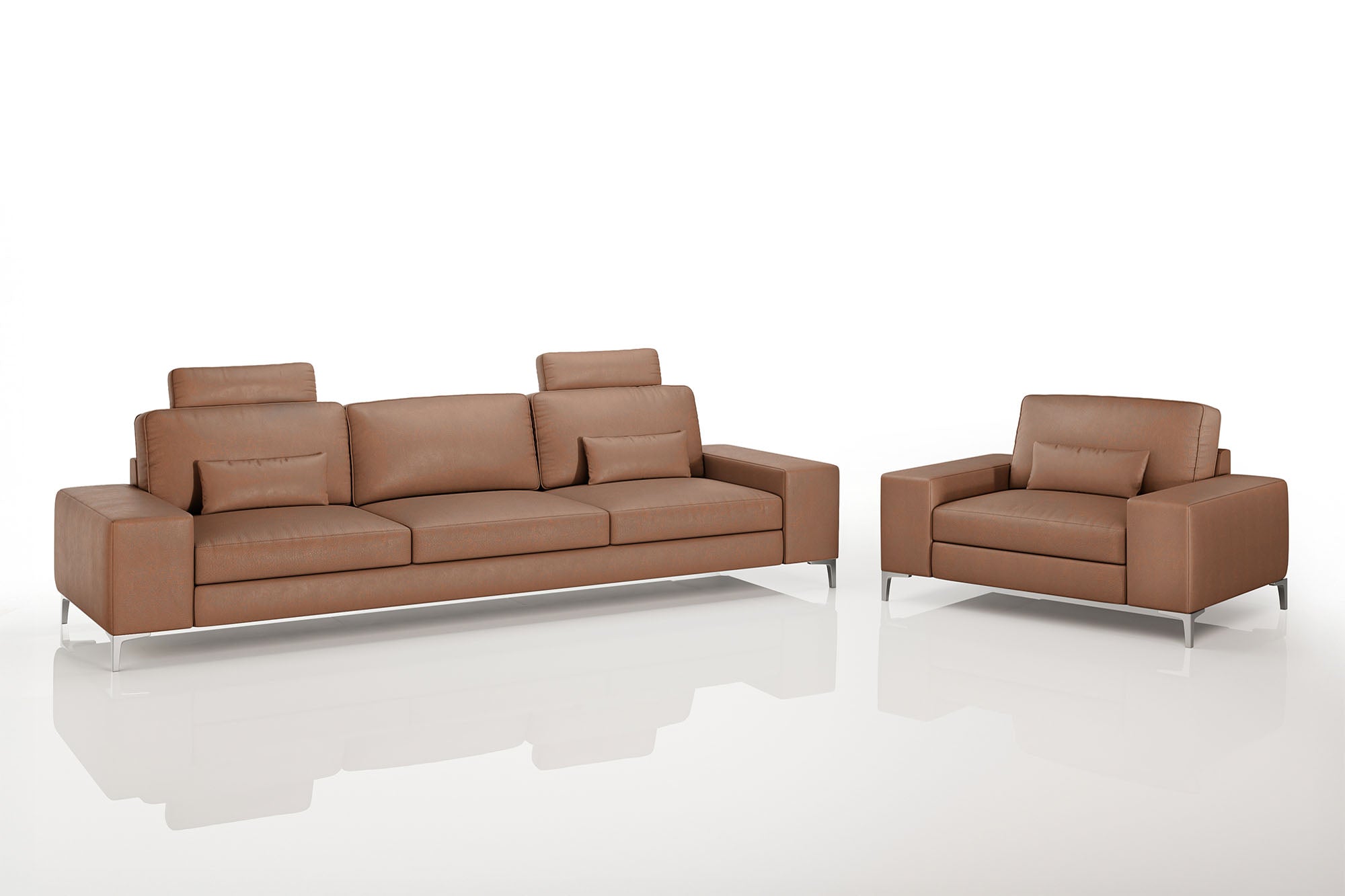 New York Modern Leather Sofa Set