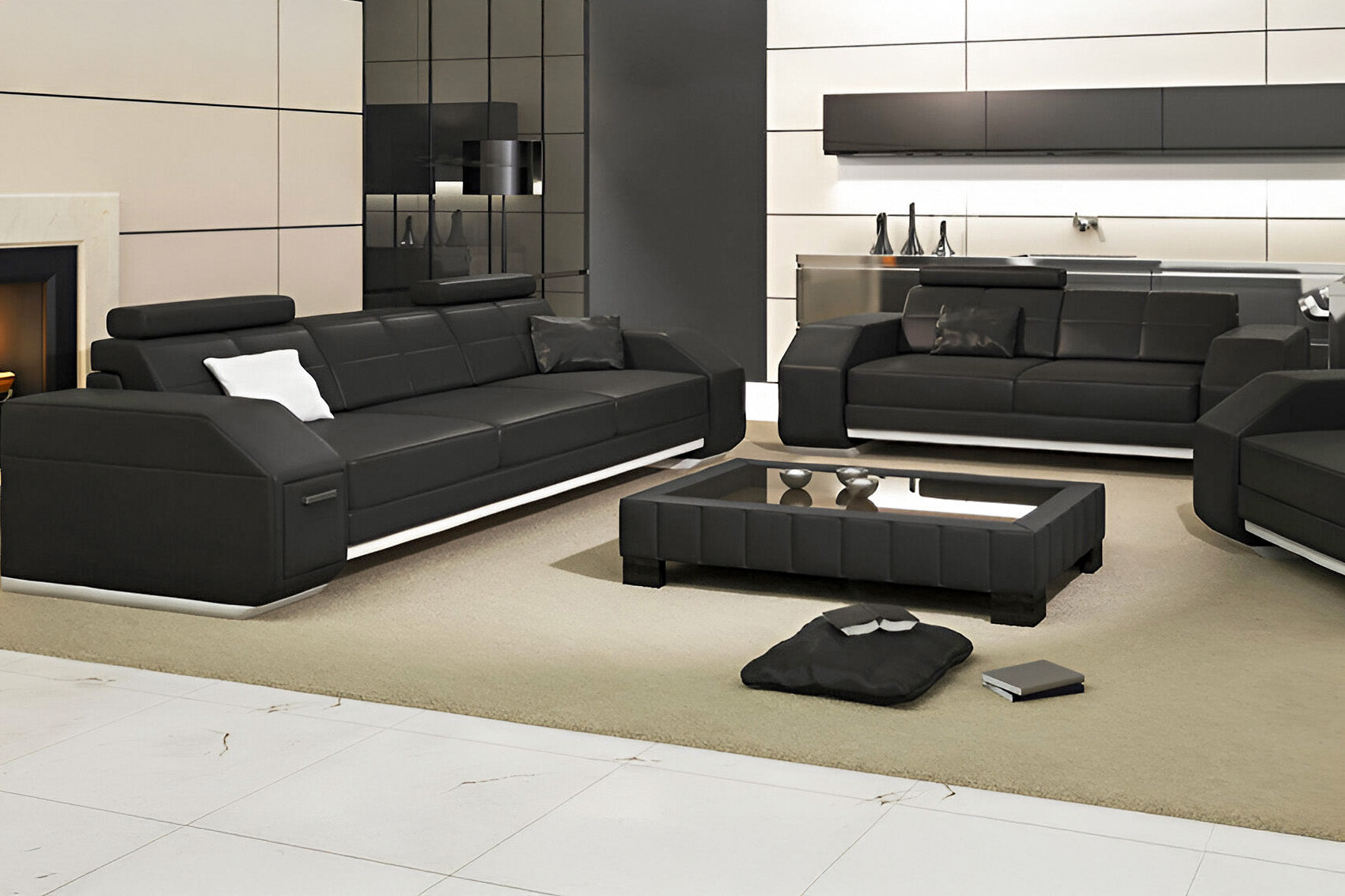 New Jersey Leather Sofa Set