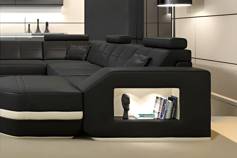 New Jersey Leather U-Chaise Sectional