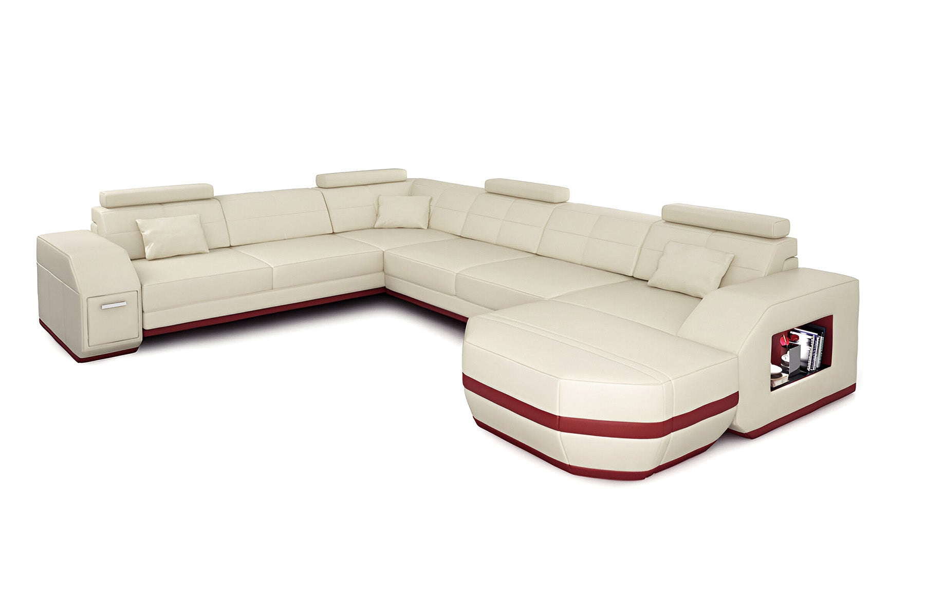 New Jersey Leather U-Chaise Sectional