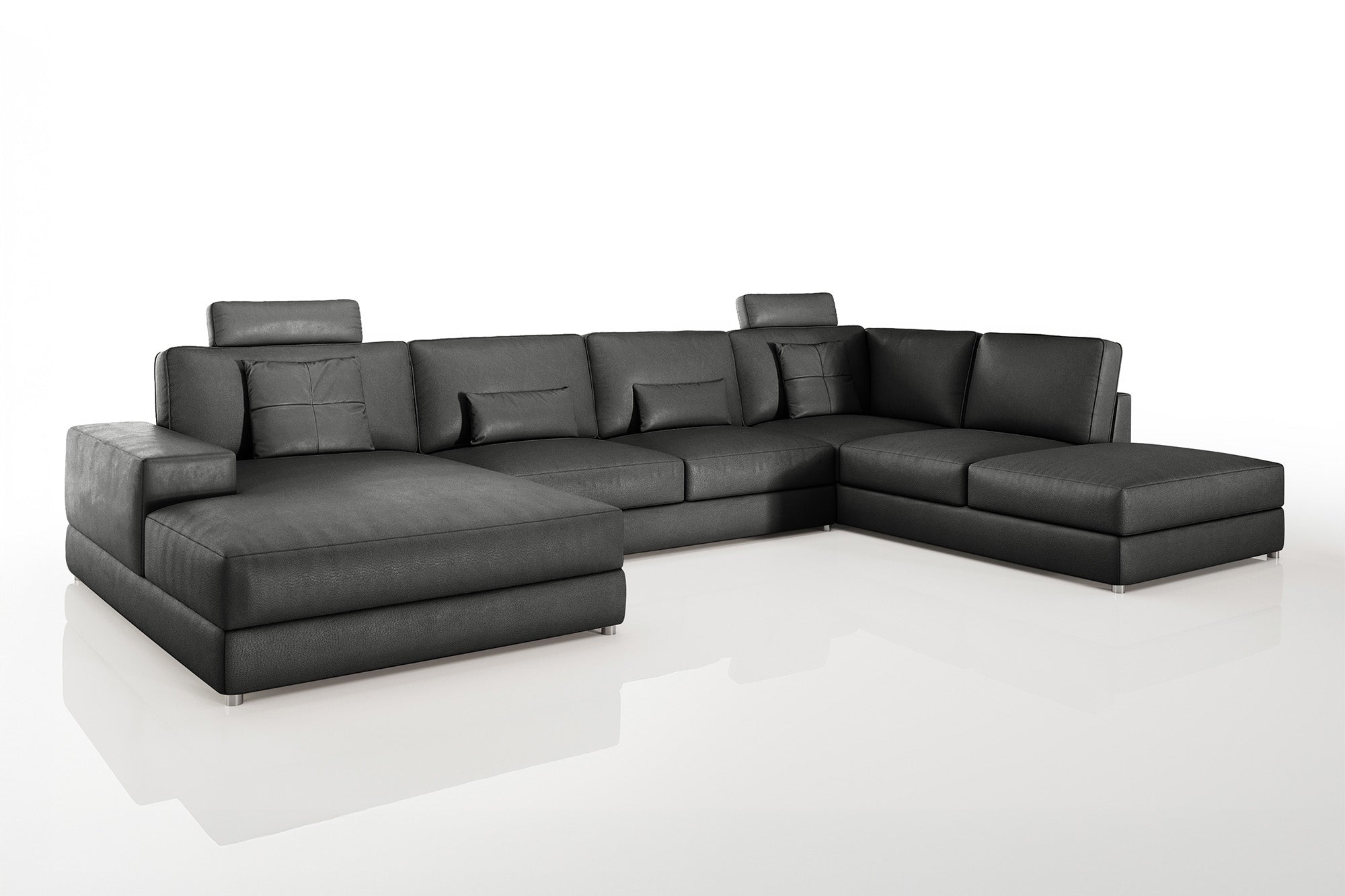 New York Modern Leather U-Chaise Sectional