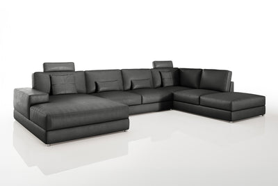 New York Modern Leather U-Chaise Sectional