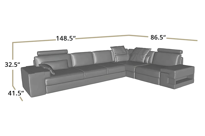 IN-STOCK Los Angeles II Leather L-Sectional Sleeper