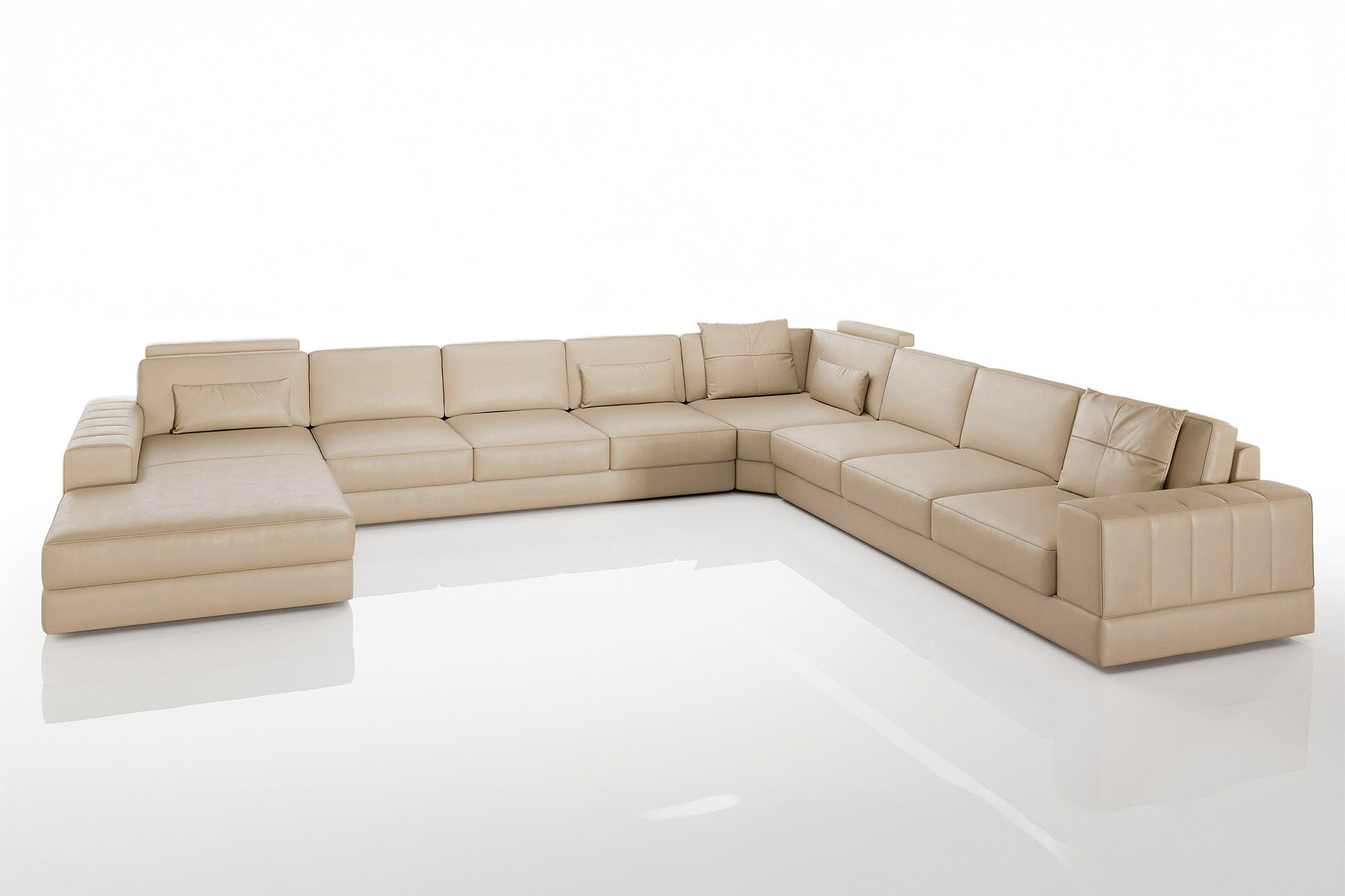 Phoenix LG Modern Leather U-Chaise Sectional Large