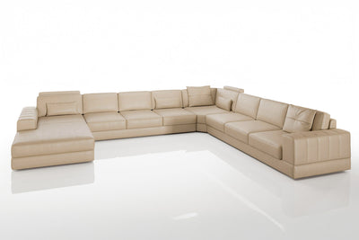 Phoenix LG Modern Leather U-Chaise Sectional Large