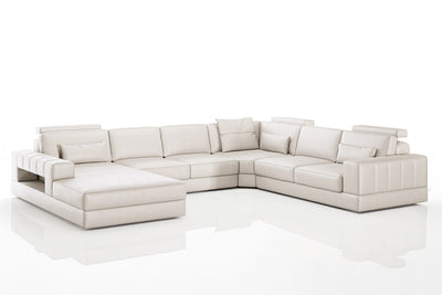 Phoenix Modern Leather U-Chaise Sectional