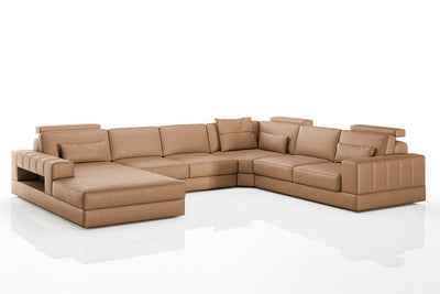Phoenix Modern Leather U-Chaise Sectional