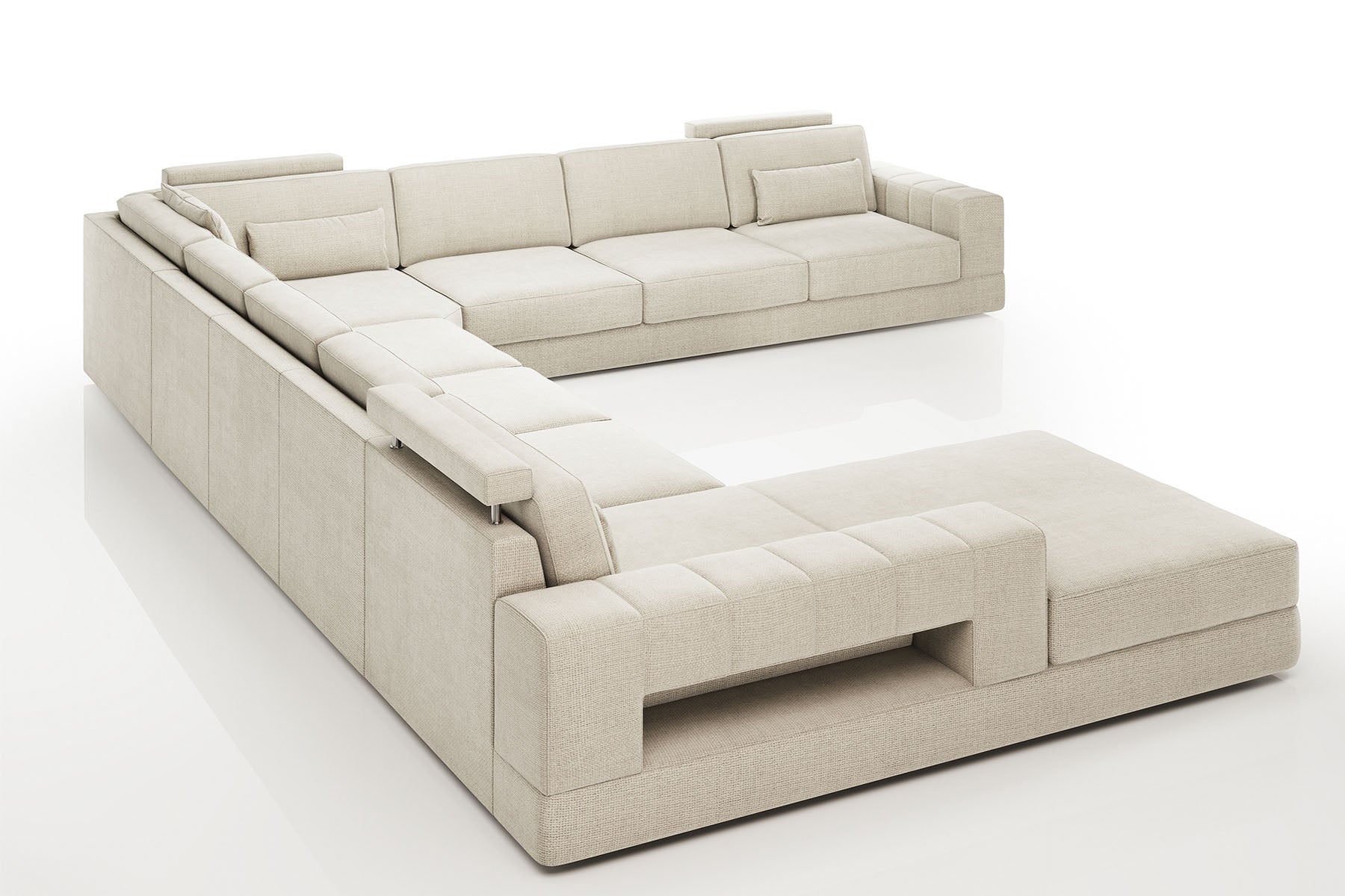 Phoenix LG Modern Fabric U-Chaise Sectional Large