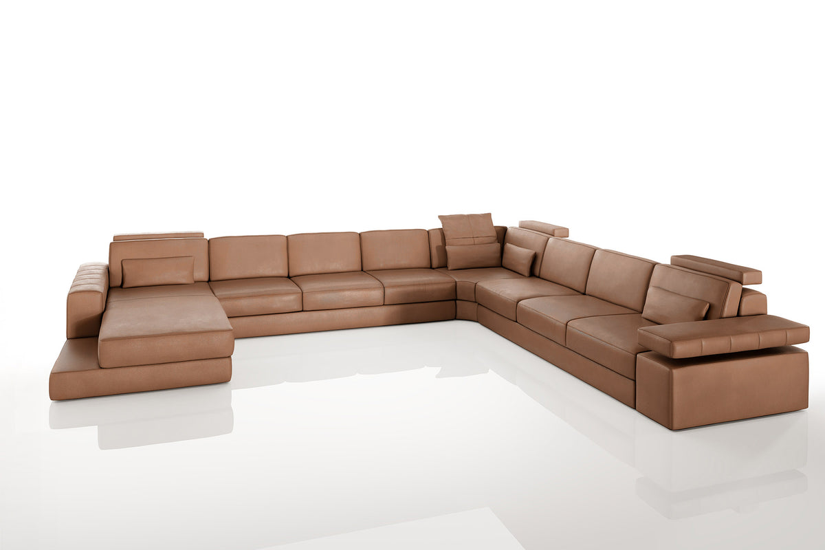 Phoenix LG Leather U-Chaise Sectional Large