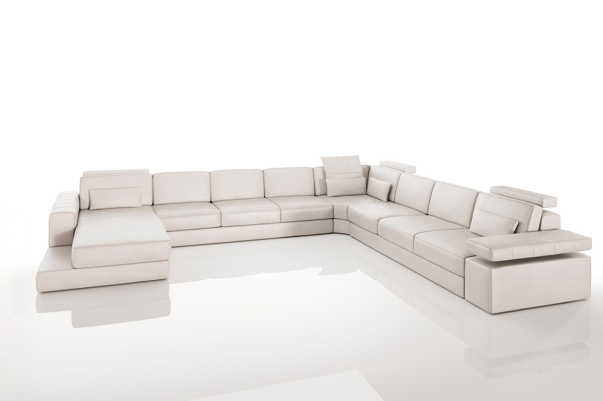 Phoenix LG Leather U-Chaise Sectional Large