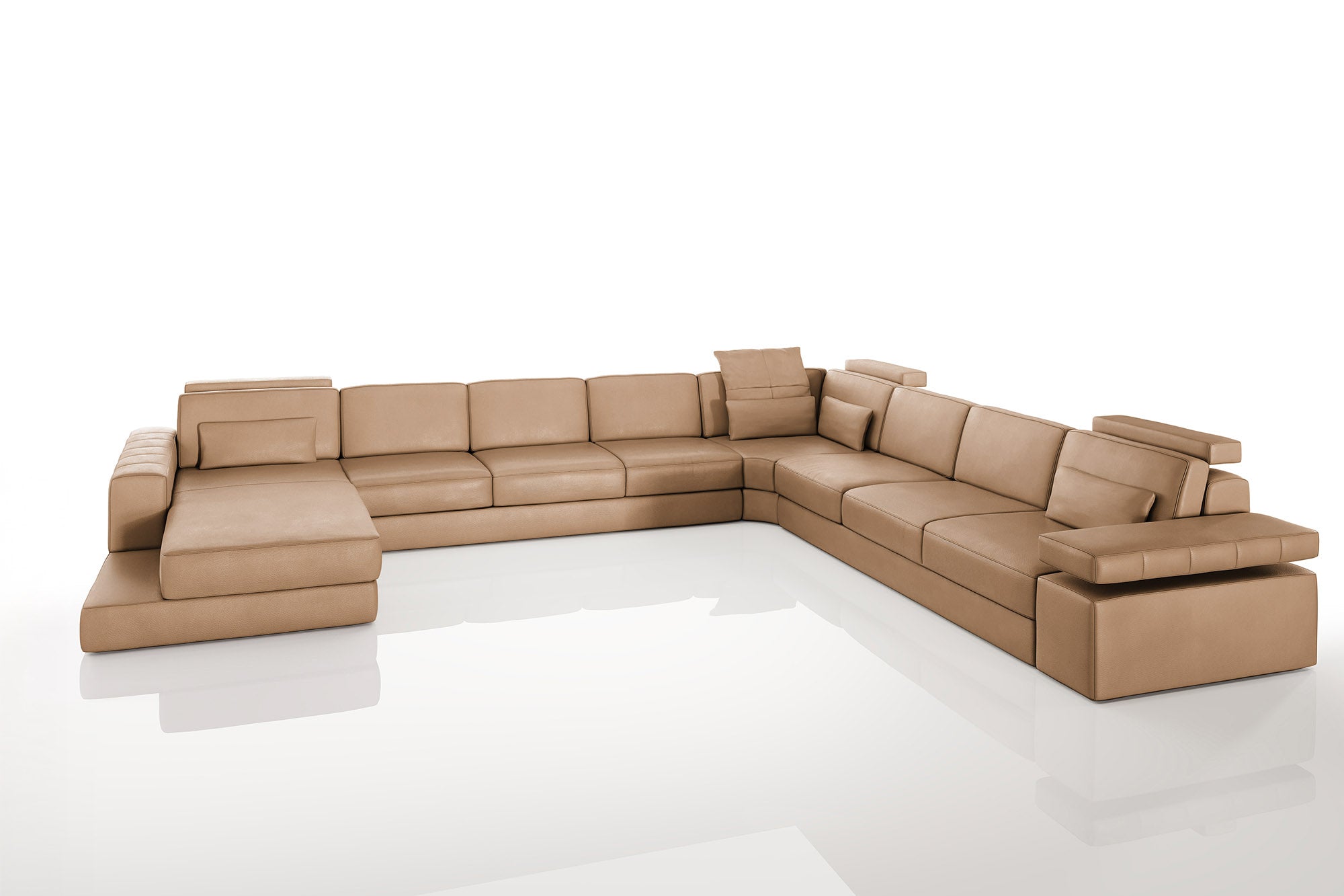Phoenix LG Leather U-Chaise Sectional Large