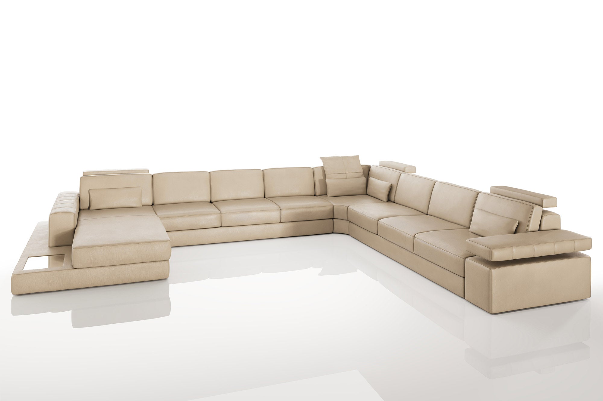 Phoenix LG Leather U-Chaise Sectional Large